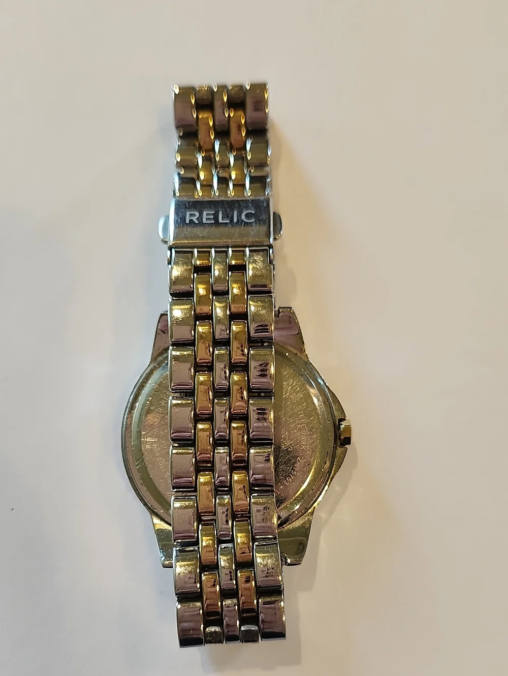 Relic Gold And Silver Tones Watch With Crystal Bezel And Crystal Numerals